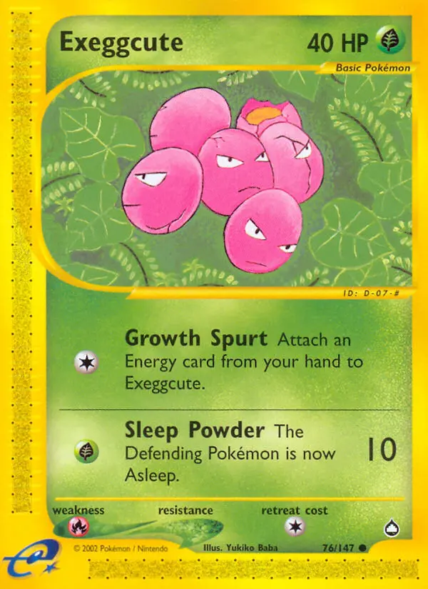 Exeggcute Common rarity Aquapolis Pokémon card price — $30.55