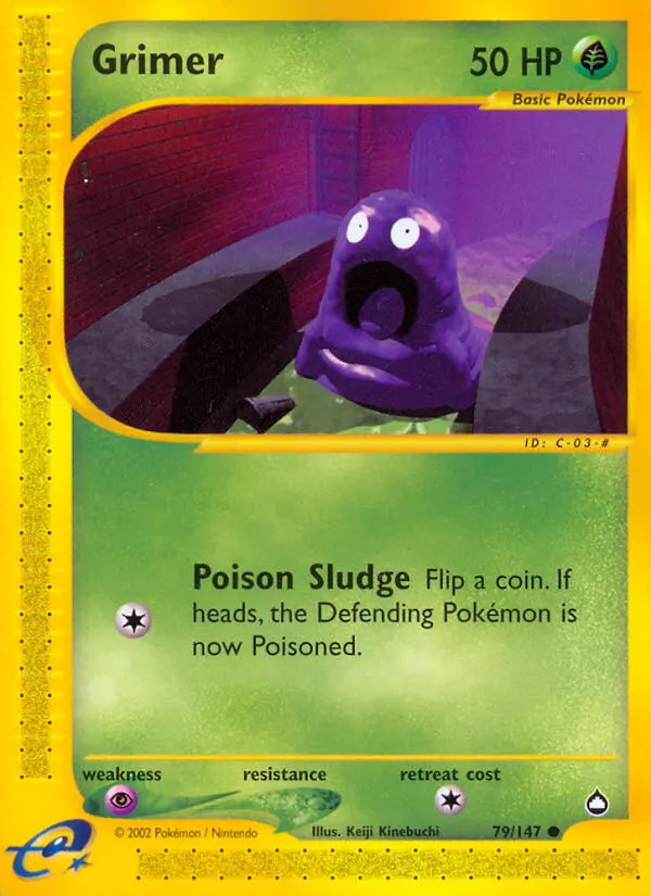Grimer Common rarity Aquapolis Pokémon card price — $50.00