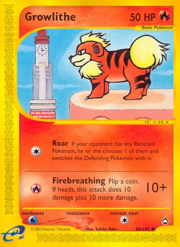 Growlithe Common rarity Aquapolis Pokémon card price — $26.35