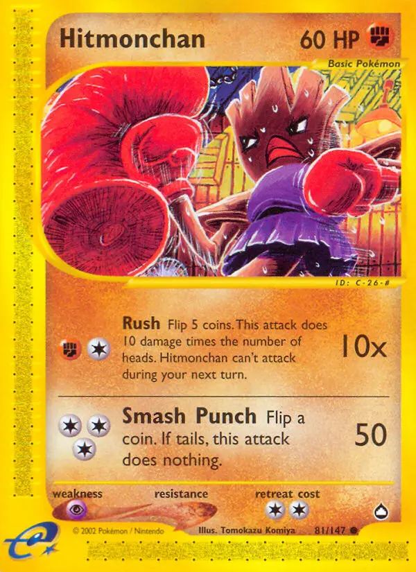 Hitmonchan Common rarity Aquapolis Pokémon card price — $99.99