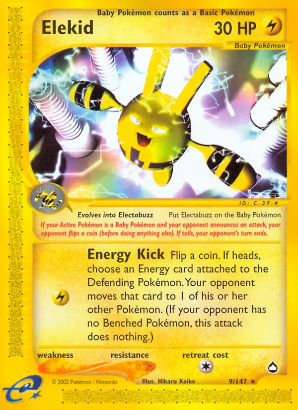 Elekid Rare rarity Aquapolis Pokémon card price — $39.28