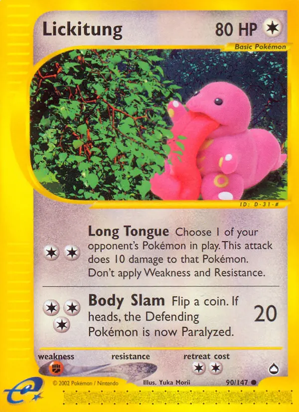 Lickitung Common rarity Aquapolis Pokémon card price — $74.98