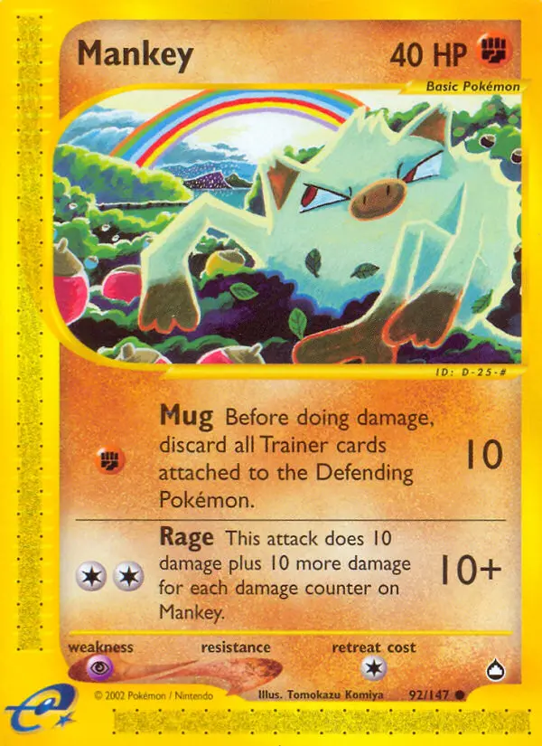 Mankey Common rarity Aquapolis Pokémon card price — $128.33