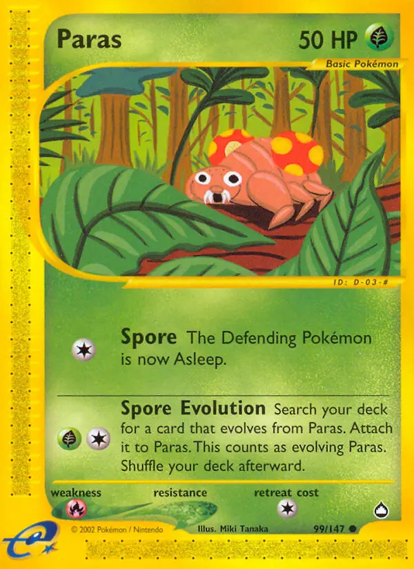 Paras Common rarity Aquapolis Pokémon card price — $33.49