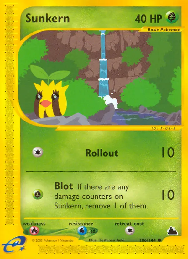 Sunkern Common rarity Skyridge Pokémon card price — $8.26