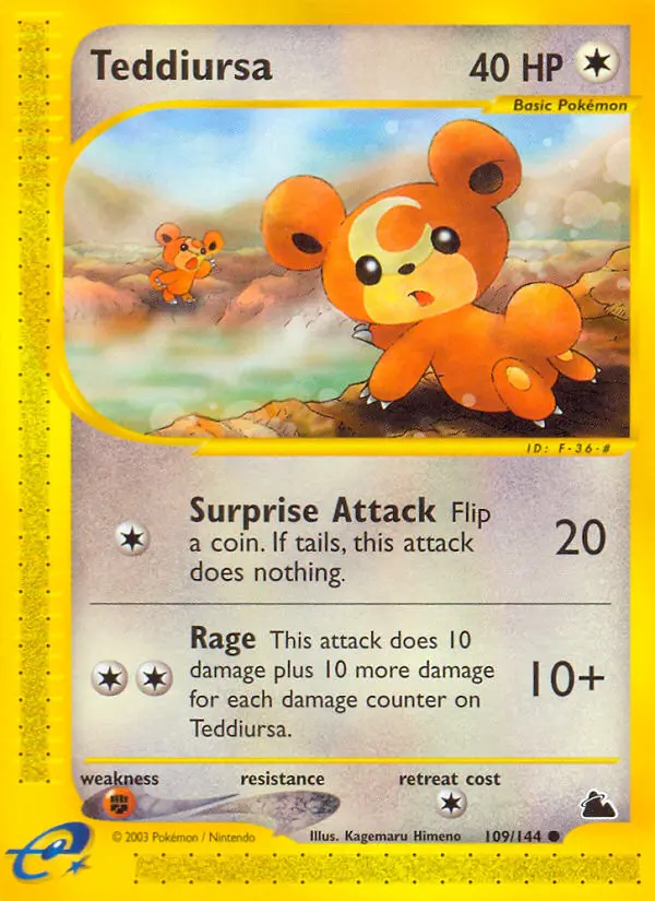 Teddiursa Common rarity Skyridge Pokémon card price — $100.00