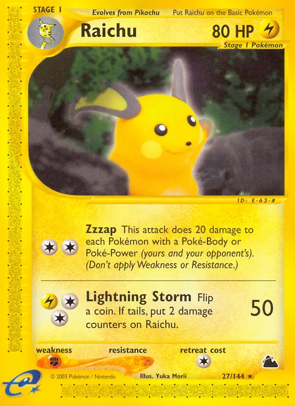 Raichu Rare rarity Skyridge Pokémon card price — $98.17