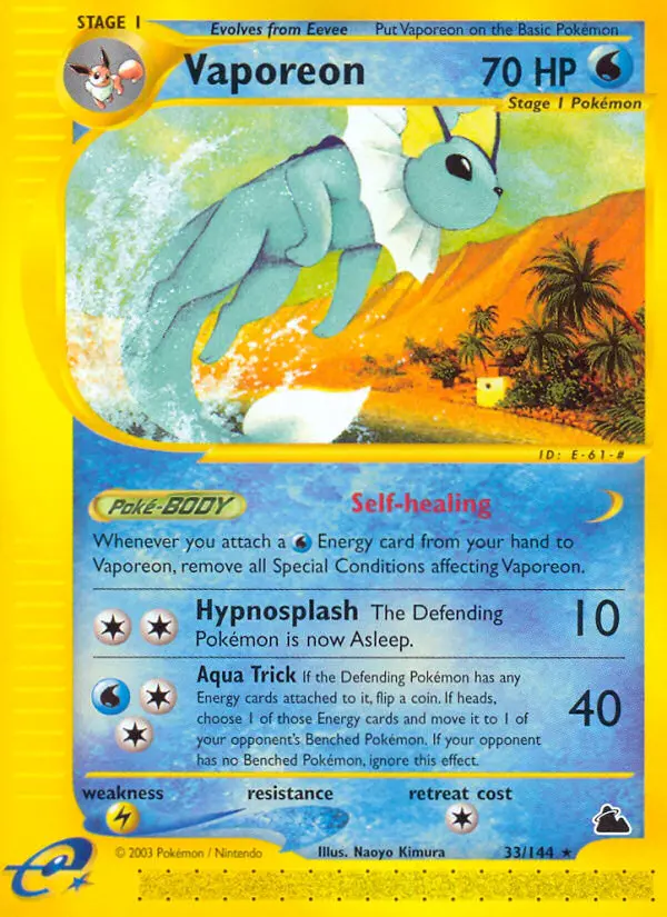 Vaporeon Rare rarity Skyridge Pokémon card price — $177.49
