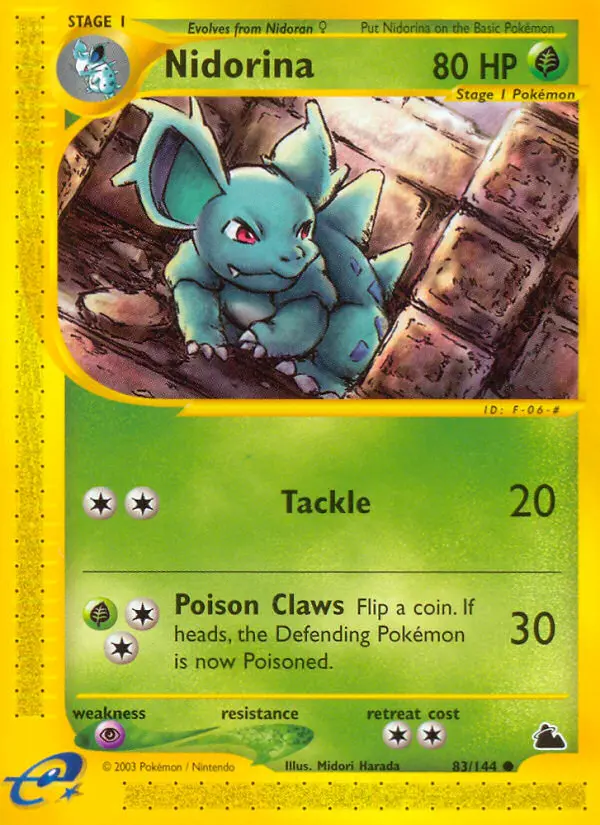 Nidorina Common rarity Skyridge Pokémon card price — $53.35