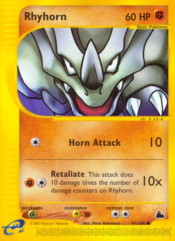 Rhyhorn Common rarity Skyridge Pokémon card price — $78.33