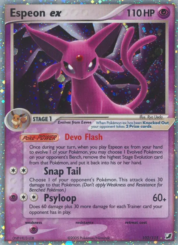 Espeon ex Rare rarity Unseen Forces Pokémon card price — $332.94