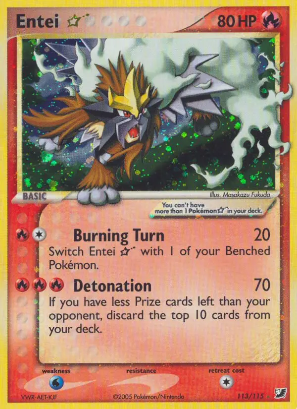 Entei ☆ Rare rarity Unseen Forces Pokémon card price — $0.99