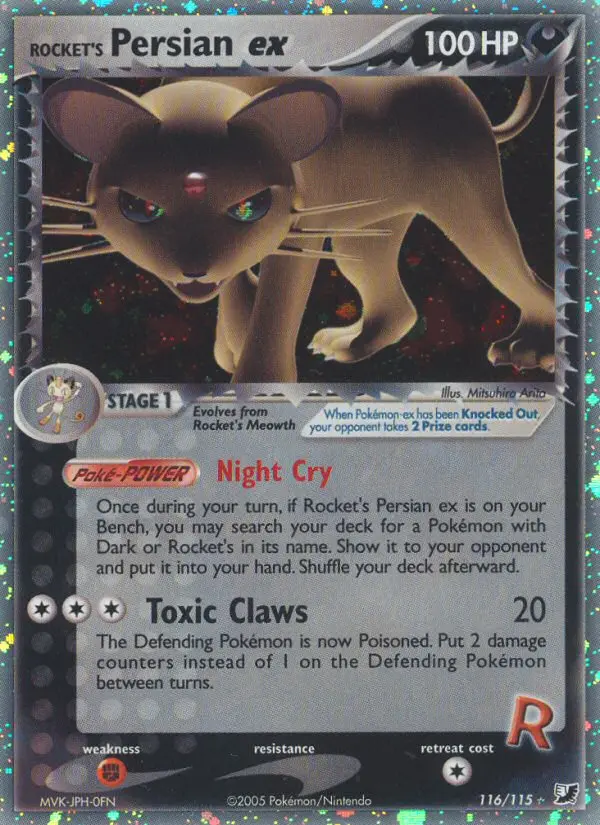 Rocket's Persian ex Secret Rare rarity Unseen Forces Pokémon card price — $199.99