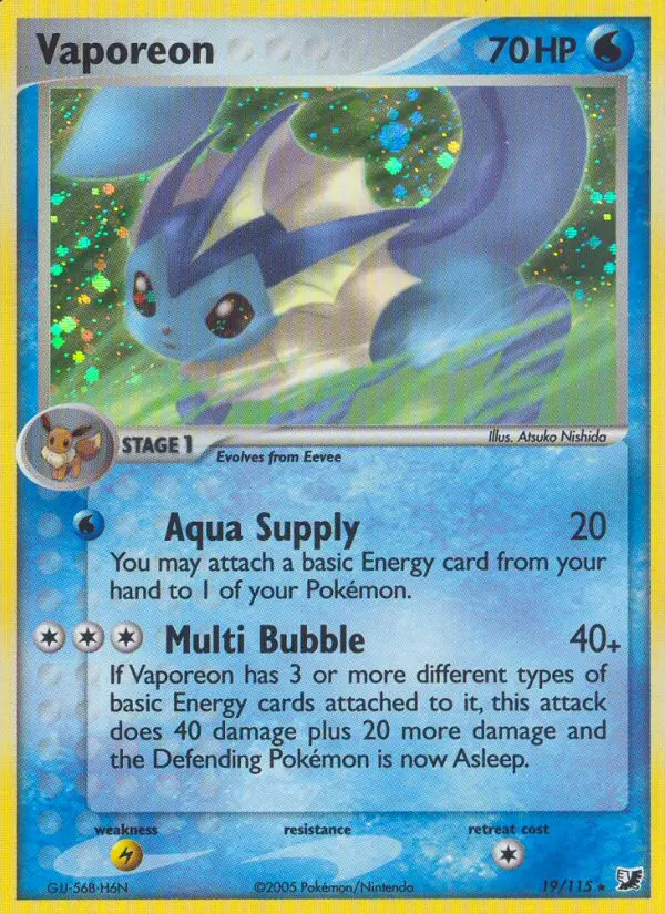 Vaporeon Rare rarity Unseen Forces Pokémon card price — $162.66