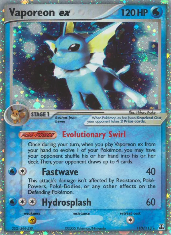 Vaporeon ex Rare rarity Delta Species Pokémon card price — $256.49