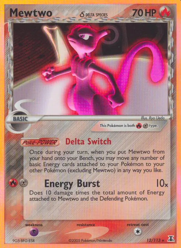 Mewtwo δ Rare rarity Delta Species Pokémon card price — $171.12