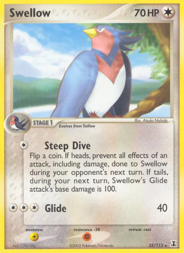 Swellow Rare rarity Delta Species Pokémon card price — $11.35