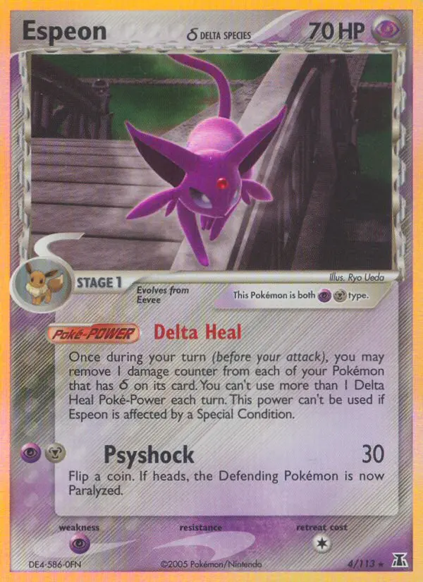 Espeon δ Rare rarity Delta Species Pokémon card price — $102.07