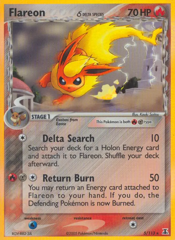 Flareon δ Rare rarity Delta Species Pokémon card price — $85.35