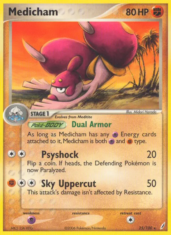 Medicham Rare rarity Crystal Guardians Pokémon card price — $8.00