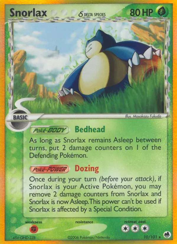 Snorlax δ Rare rarity Dragon Frontiers Pokémon card price — $48.18