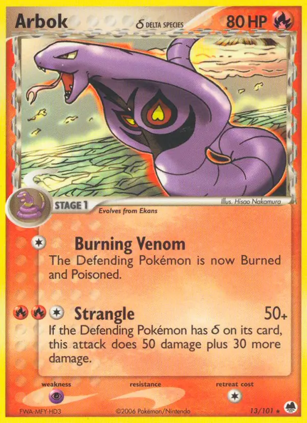 Arbok δ Rare rarity Dragon Frontiers Pokémon card price — $1.17