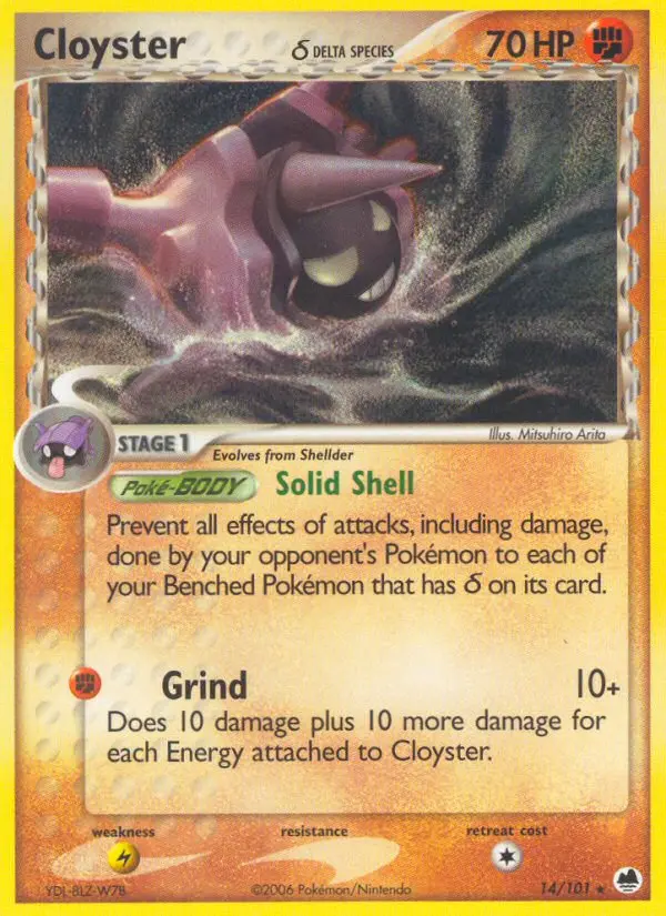 Cloyster δ Rare rarity Dragon Frontiers Pokémon card price — $1.19