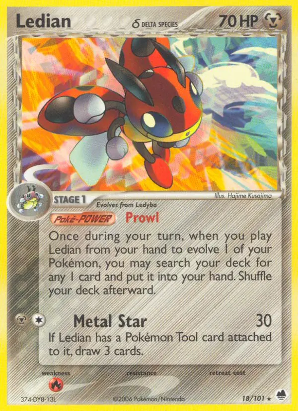 Ledian δ Rare rarity Dragon Frontiers Pokémon card price — $2.33