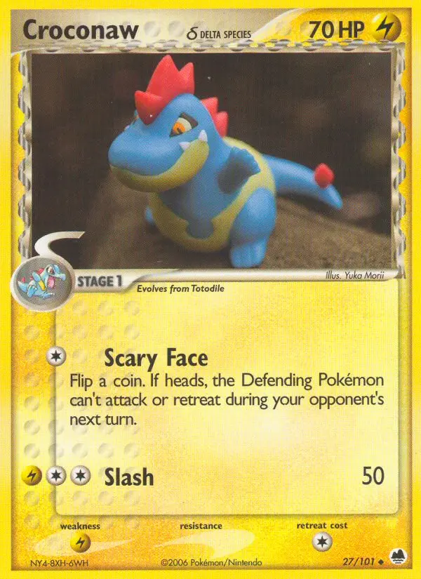 Croconaw δ Uncommon rarity Dragon Frontiers Pokémon card price — $1.62
