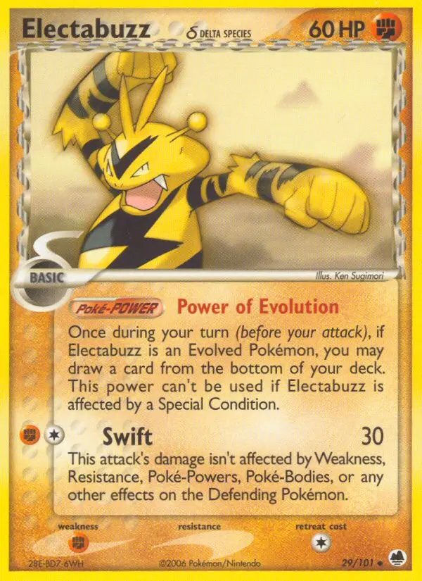 Electabuzz δ Uncommon rarity Dragon Frontiers Pokémon card price — $0.99