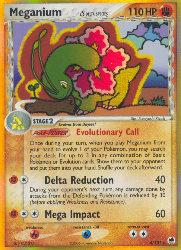 Meganium δ Rare rarity Dragon Frontiers Pokémon card price — $12.92