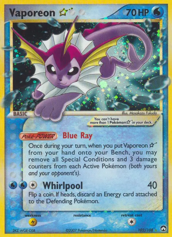Vaporeon ☆ Rare rarity Power Keepers Pokémon card price — $900.99