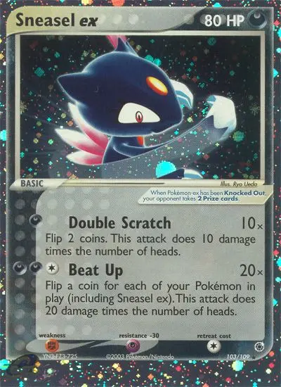 Sneasel ex Rare rarity Ruby & Sapphire Pokémon card price — $85.51
