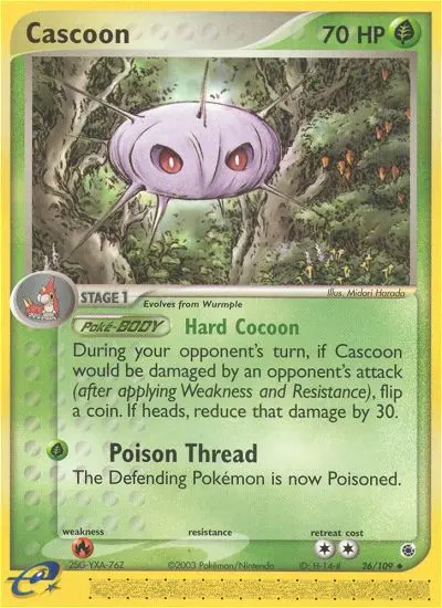 Cascoon Uncommon rarity Ruby & Sapphire Pokémon card price — $19.92