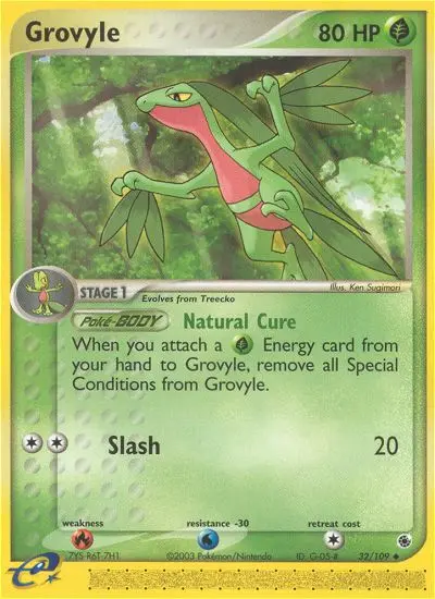 Grovyle Uncommon rarity Ruby & Sapphire Pokémon card price — $21.19