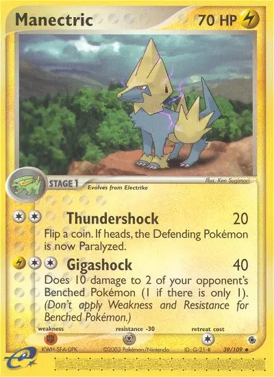 Manectric Uncommon rarity Ruby & Sapphire Pokémon card price — $17.39