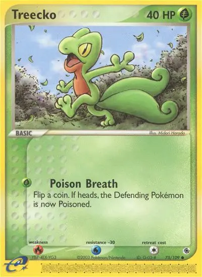 Treecko Common rarity Ruby & Sapphire Pokémon card price — $38.00