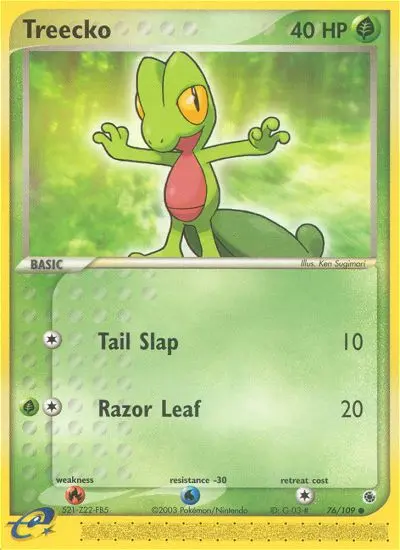 Treecko Common rarity Ruby & Sapphire Pokémon card price — $27.63