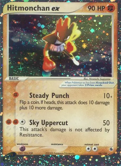 Hitmonchan ex Rare rarity Ruby & Sapphire Pokémon card price — $82.23