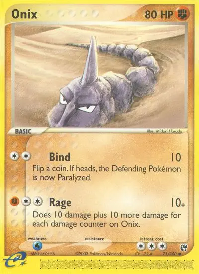 Onix Common rarity Sandstorm Pokémon card price — $18.50