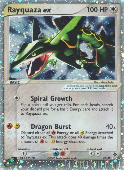 Rayquaza ex Rare rarity Dragon Pokémon card price — $389.85