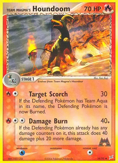 Team Magma's Houndoom Uncommon rarity Team Magma vs Team Aqua Pokémon card price — $36.66