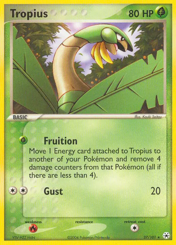 Tropius Rare rarity Hidden Legends Pokémon card price — $13.28
