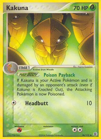 Kakuna Uncommon rarity FireRed & LeafGreen Pokémon card price — $38.85