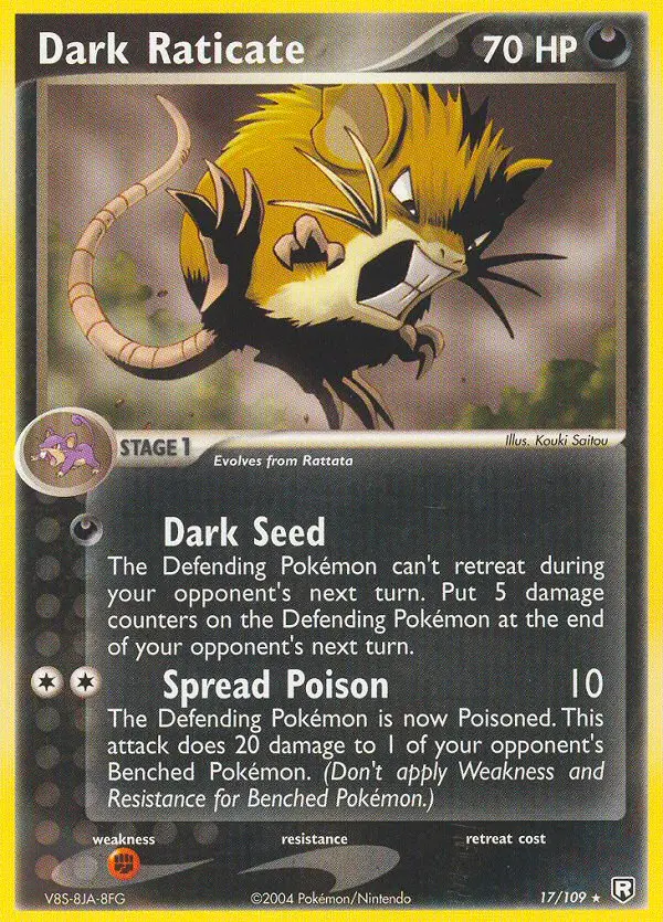 Dark Raticate Rare rarity Team Rocket Returns Pokémon card price — $80.00