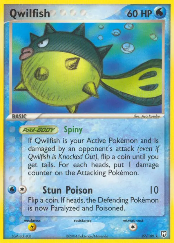 Qwilfish Rare rarity Team Rocket Returns Pokémon card price — $31.80