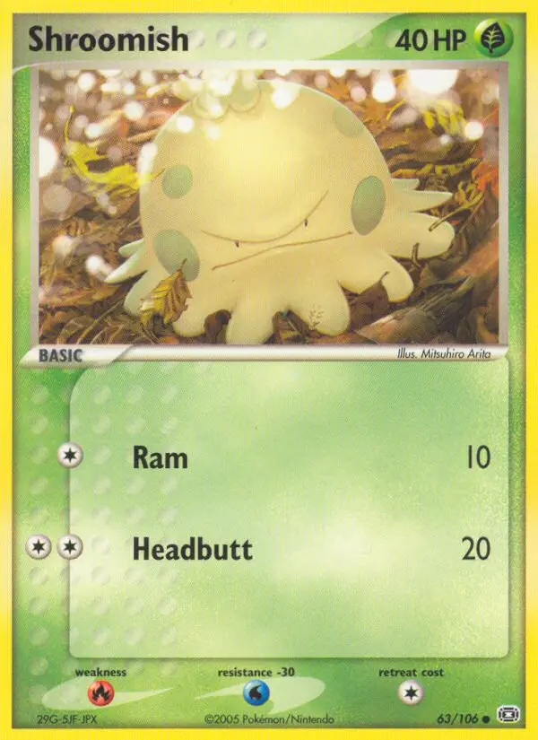 Shroomish Common rarity Emerald Pokémon card price — $21.31