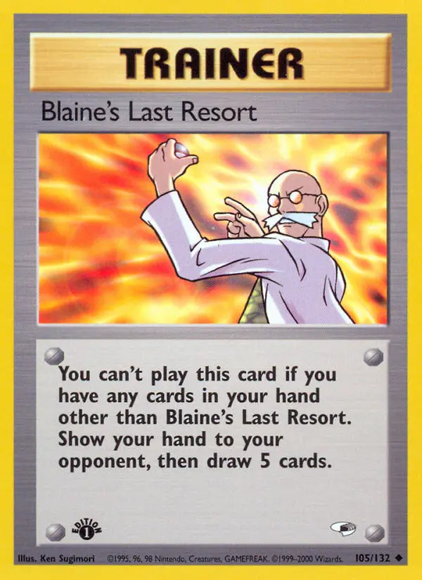 Blaine's Last Resort Uncommon rarity Gym Heroes Pokémon card price — $1.99