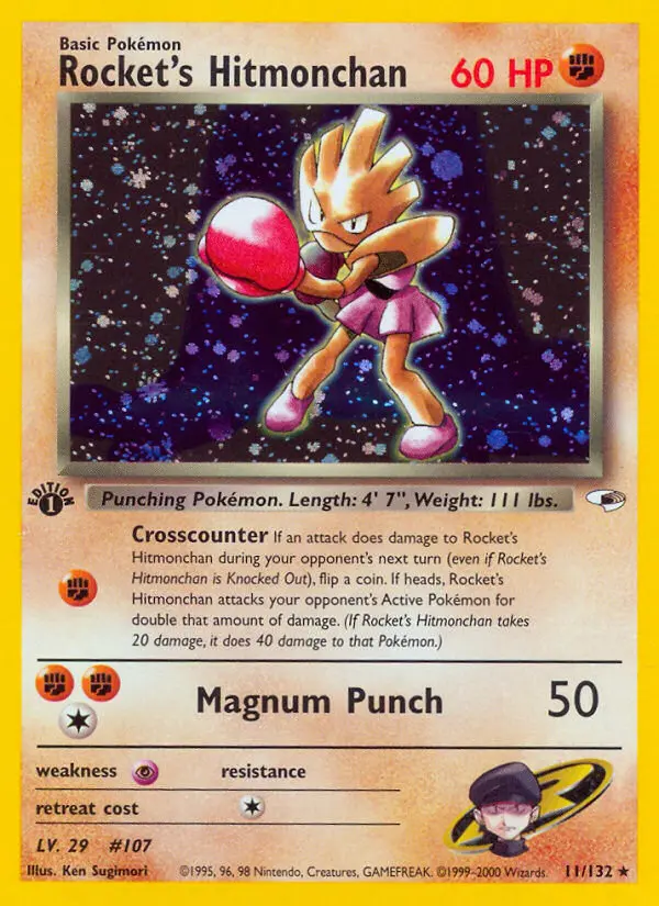 Rocket's Hitmonchan Holo Rare rarity Gym Heroes Pokémon card price — $130.95