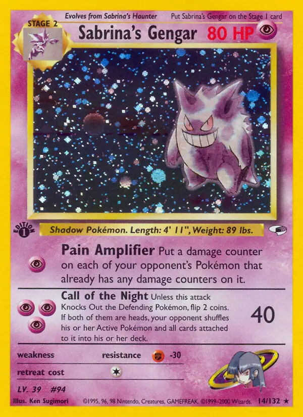 Sabrina's Gengar Holo Rare rarity Gym Heroes Pokémon card price — $600.87